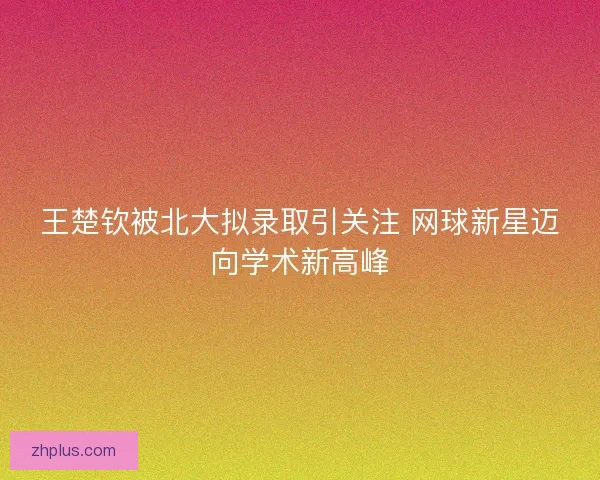 王楚钦被北大拟录取引关注 网球新星迈向学术新高峰